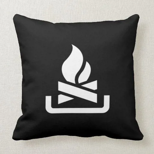 Travesseiro decorativo do pictograma da fogueira de Zazzle. Travesseiro decorativo do pictograma da fogueira de Zazzle.