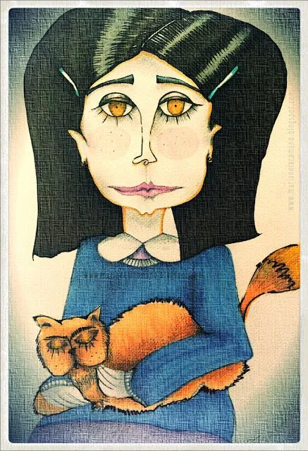 TRAZOS - MARIANELA CAMAÑO : niña y gato.