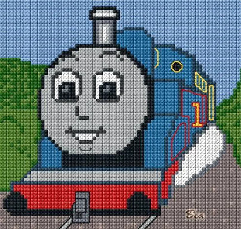 trenes en punto de cruz | Aprender manualidades es facilisimo.