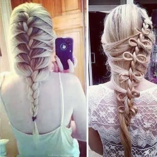 trenza francesa con moños 