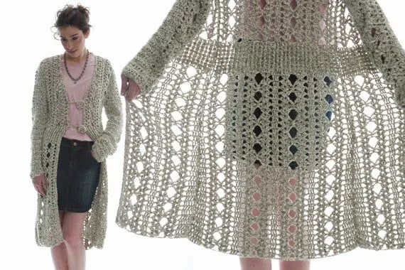 TRICO y CROCHET-madona-mía: Abrigo largo a crochet TRICO y CROCHET-madona-mía: Abrigo largo a crochet