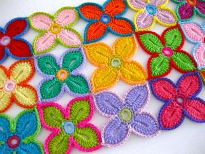 TRICO y CROCHET-madona-mía: FLOR hawaianas para tapetes/alfombras ...