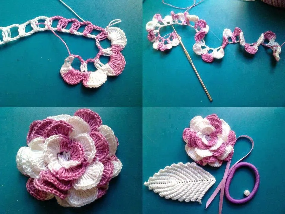 TRICO y CROCHET-madona-mía: Flores paso a paso en fotográfias