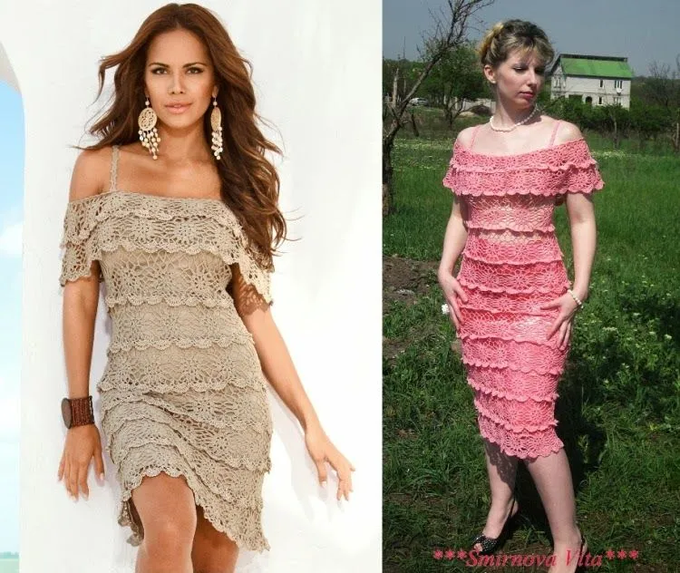 TRICO y CROCHET-madona-mía: Vestidos para mujeres a Crochet Ruso ...