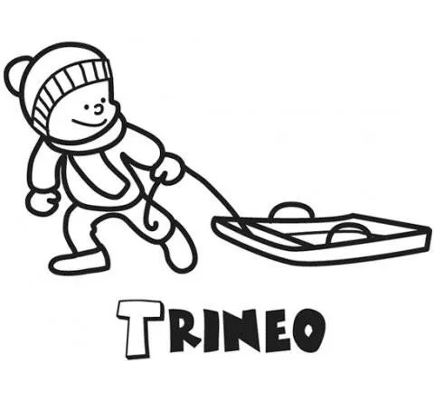 Trineo de nieve. Dibujo de Navidad para niños Trineo de nieve. Dibujo de Navidad para niños