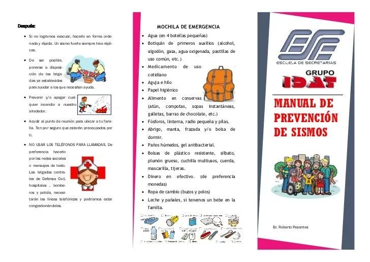 Triptico prevencion de sismos idat