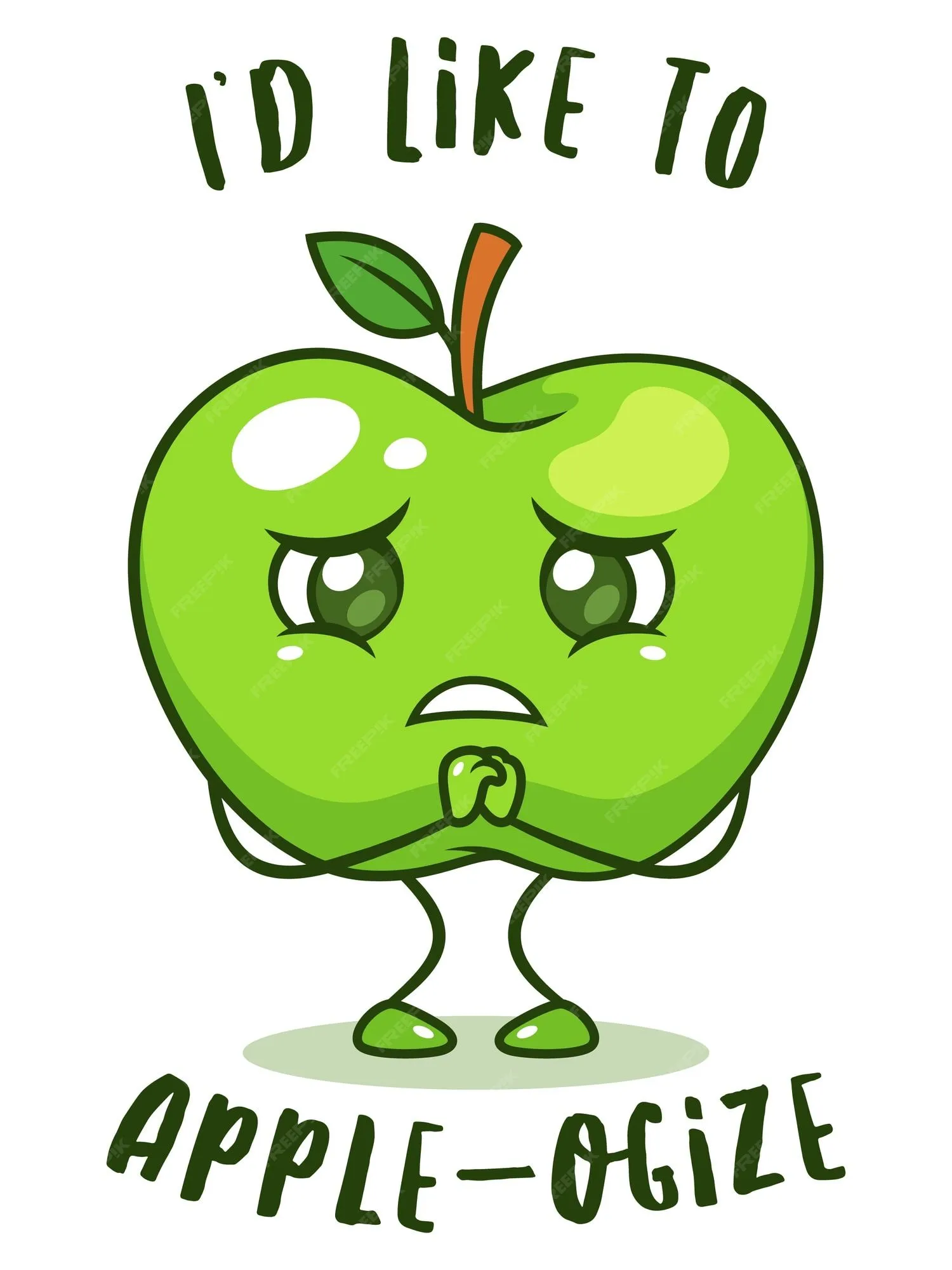Triste fruta de manzana verde | Vector Premium Triste fruta de manzana verde | Vector Premium
