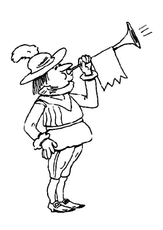 為孩子們的著色頁: Trompetista del rey para colorear 為孩子們的著色頁: Trompetista del rey para colorear