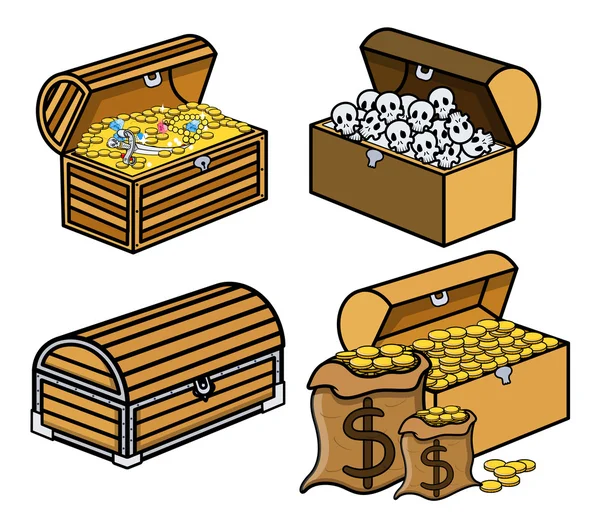 Tronco y cajas de tesoros y calaveras - ilustración vectorial de ... Tronco y cajas de tesoros y calaveras - ilustración vectorial de ...
