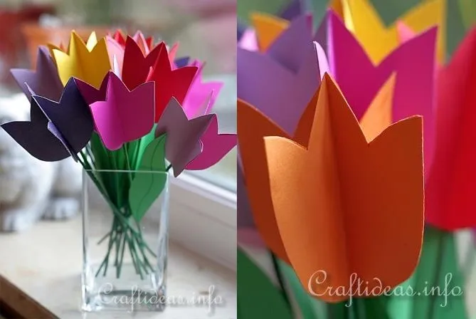 Tulipanes de papel para hacer con niños - Manualidades de papel y ... Tulipanes de papel para hacer con niños - Manualidades de papel y ...