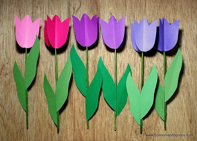 Tulipanes de papel para hacer con niños - Manualidades de papel y ...