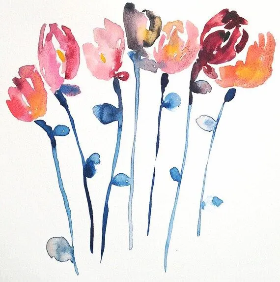 I tulipani pittura ad acquerello astratti di KianaMosleyStudio I tulipani pittura ad acquerello astratti di KianaMosleyStudio