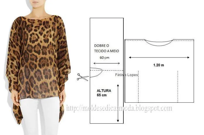 TÚNICA ESTAMPADA EM TONS LEOPARDO - Moldes Moda por Medida TÚNICA ESTAMPADA EM TONS LEOPARDO - Moldes Moda por Medida