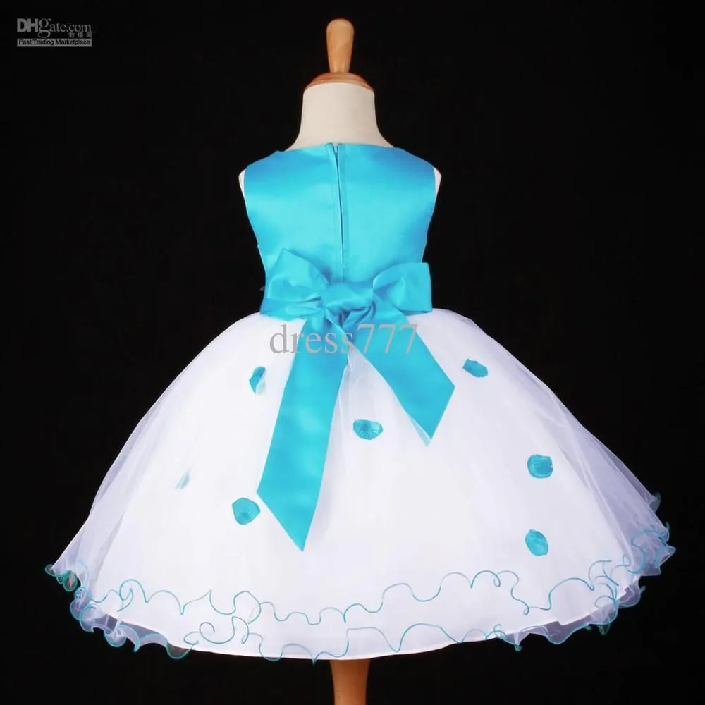 TURQUESA AZUL BODA DESFILE niña vestido de flores en Vestidos de ...