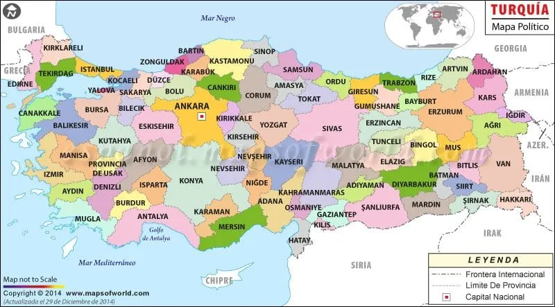 Turquía Mapa, Mapa de Turquía