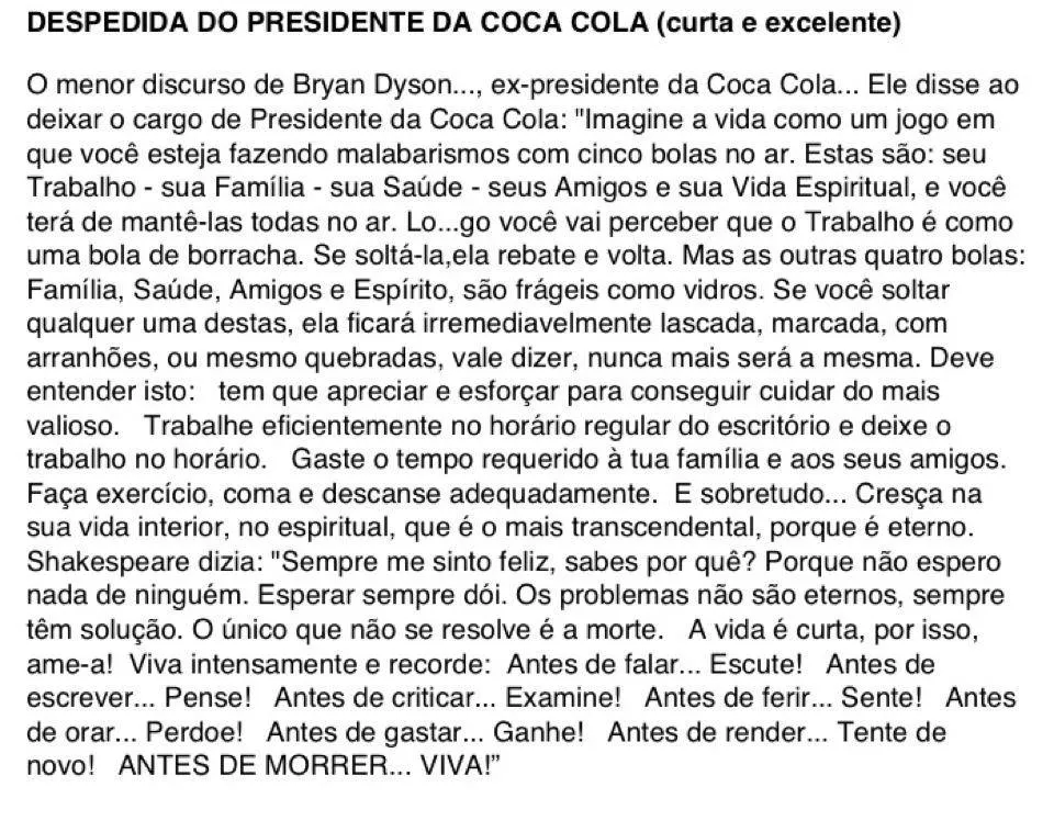 Tutor Executivo: Despedida do Presidente da Coca Cola Tutor Executivo: Despedida do Presidente da Coca Cola