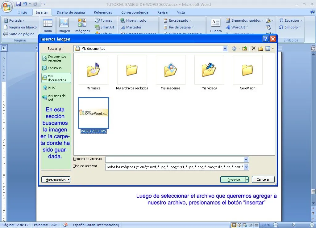 TUTORIAL BASICO WORD 2007: Insertar elementos en Word 2007 TUTORIAL BASICO WORD 2007: Insertar elementos en Word 2007