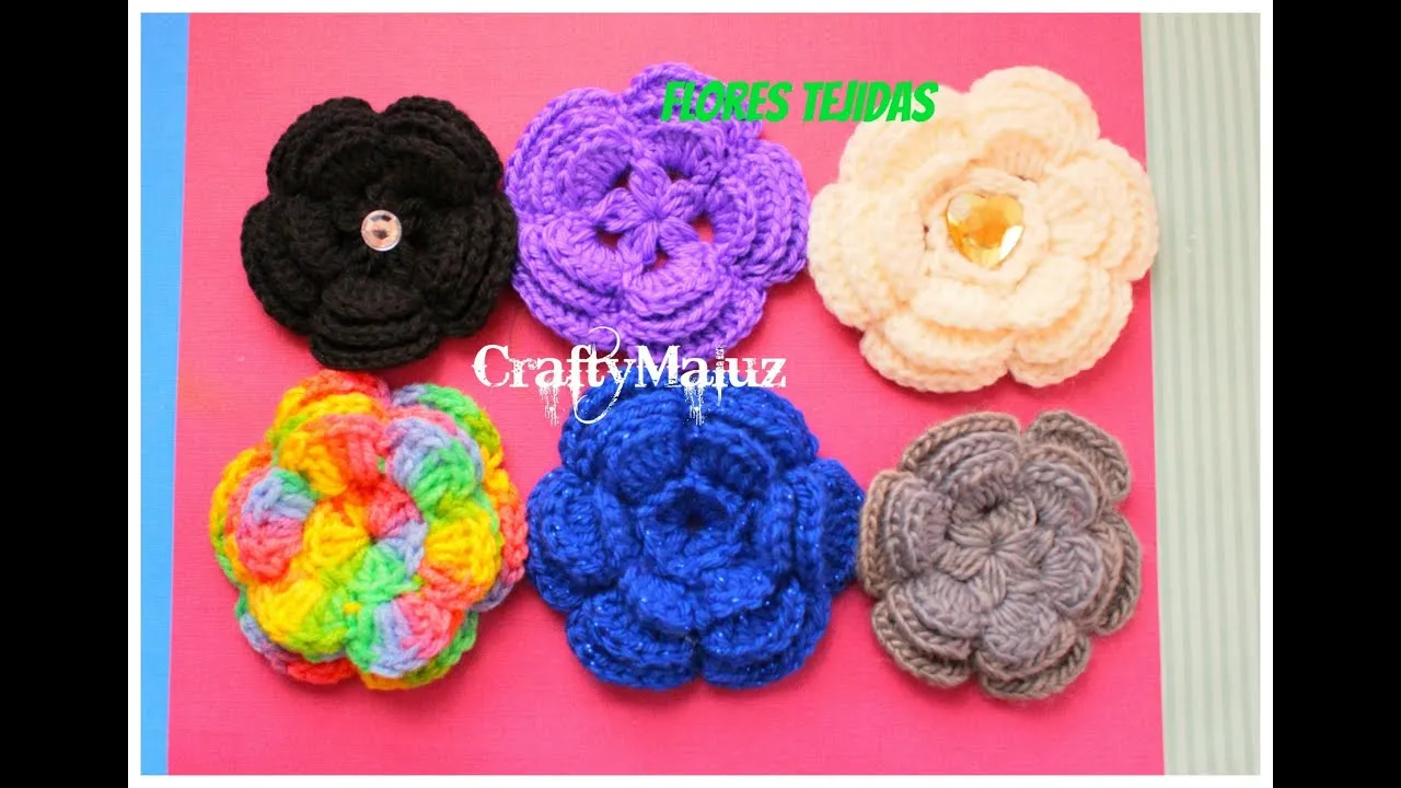TUTORIAL:♥ CROCHET: FLOR TEJIDA (PASO A PASO) CRAFTYMALUZ - YouTube