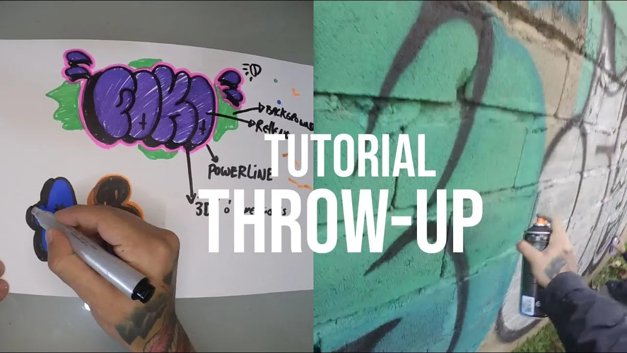 Tutorial de Graffiti | Cómo hacer un Throw up / Tup / bomba de graffiti | Del papel a la pared. - YouTube Tutorial de Graffiti | Cómo hacer un Throw up / Tup / bomba de graffiti | Del papel a la pared. - YouTube