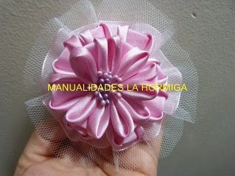 tutorial moños lazos o flores Kanzashi en tela satin para el ...