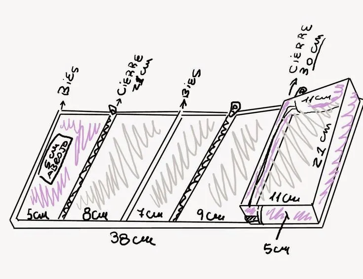 Tutorial Neceser/cartuchera desplegable | Bolsos, Necesers, clutch ...