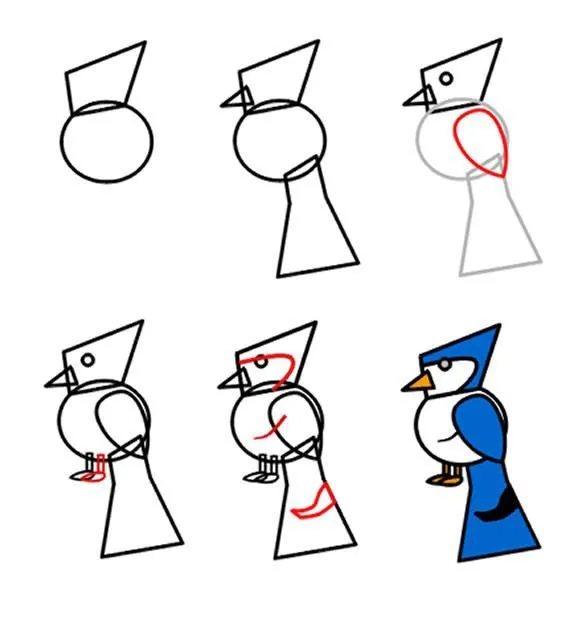 Tutorial para niños. Cómo dibujar un pájaro perico - Paperblog Tutorial para niños. Cómo dibujar un pájaro perico - Paperblog