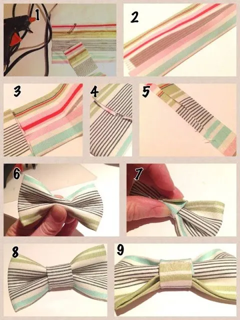 Tutorial paso a paso para hacer lazo o pajarita de tela | Broches ...