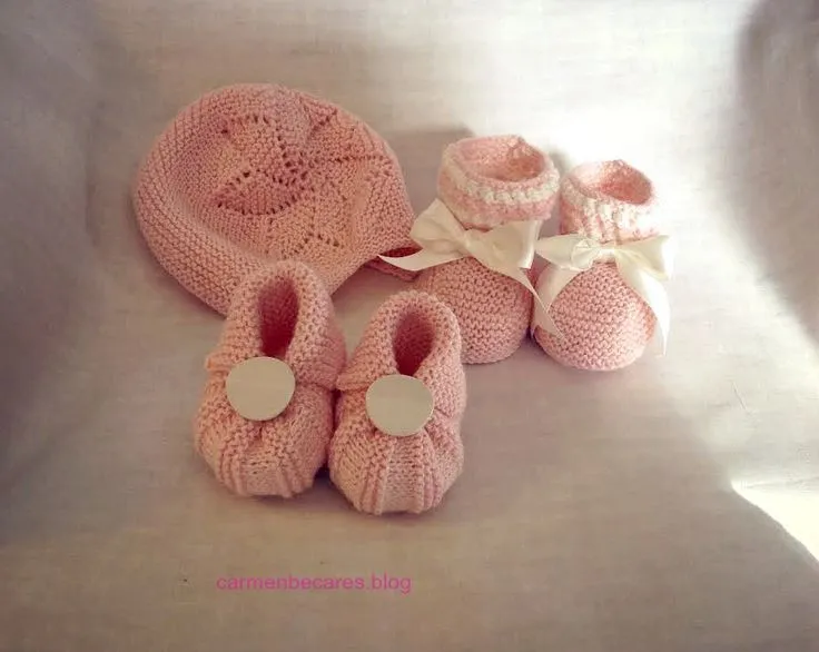 TUTORIAL. Patucos y gorro capota de lana para bebe. ( tejido dos ...