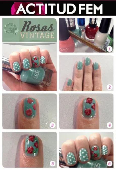 Tutorial : rosas vintage en tus Uñas