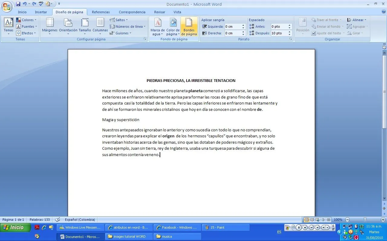 Tutorial Word 2007: 15. BORDES Y SOMBREADO