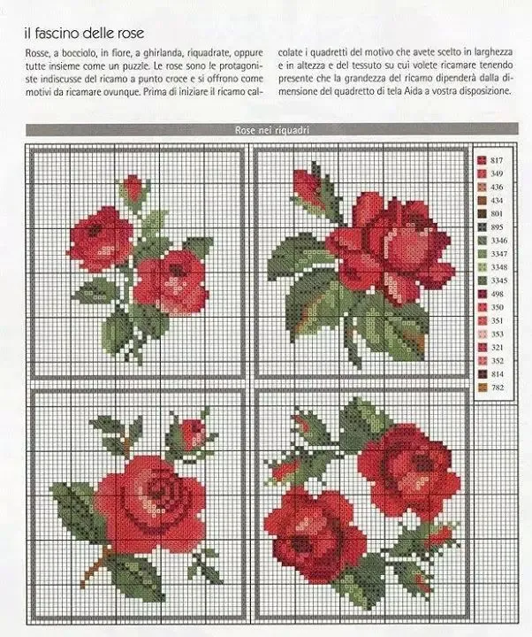 Tutoriales y DIYs: Patrón punto de cruz rosas rojas