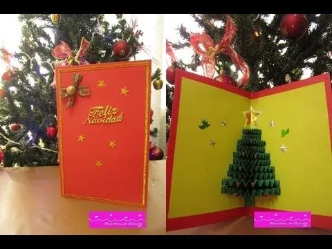 TUTORIAL:Tarjeta Navideña:Arbolito 3D -Pop Up - YouTube TUTORIAL:Tarjeta Navideña:Arbolito 3D -Pop Up - YouTube
