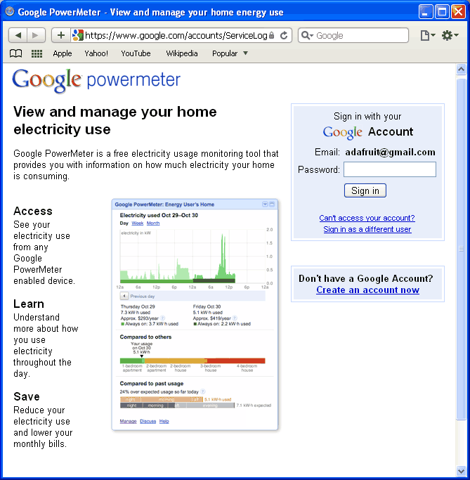 Tweet-a-Watt + Google Powermeter!