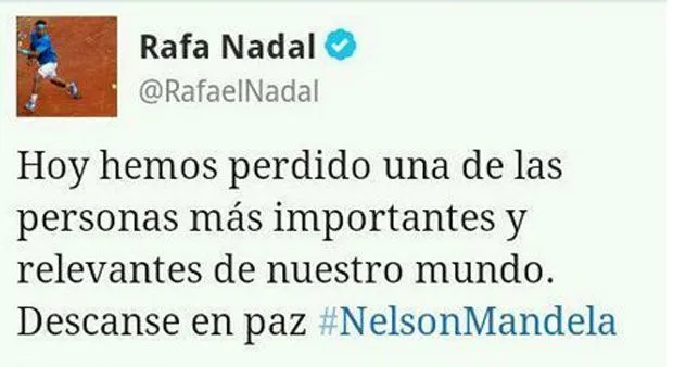 El Twitter de Nadal da muerto por error a Mandela - MARCA.com
