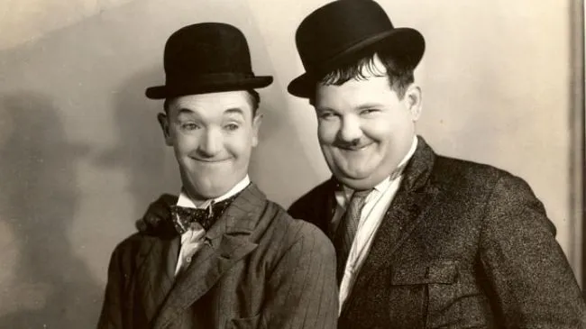 two classic comedians Laurel and Hardy
