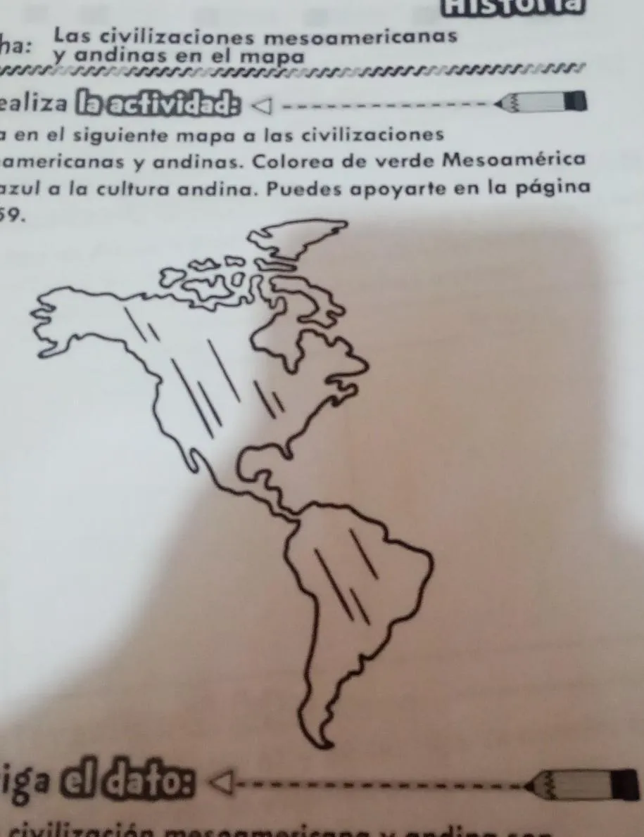 Ubica en el siguiente mapa a las civilizacionesmesoamericanas y andinas.  Colorea de verde Mesoaméricay de - Brainly.lat