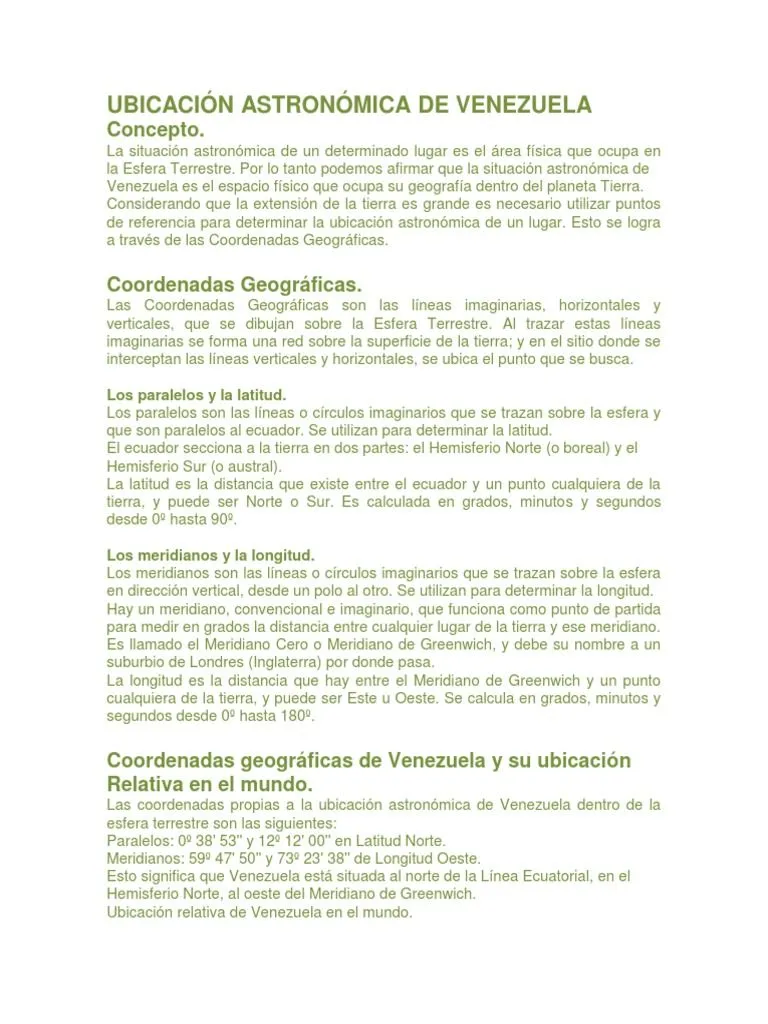 Ubicación Astronómica de Venezuela | PDF | El niño | Herida Ubicación Astronómica de Venezuela | PDF | El niño | Herida
