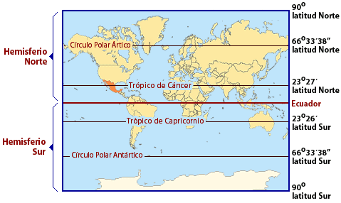 Planisferio mudo del mundo con las lines imaginarias y los nombres ...