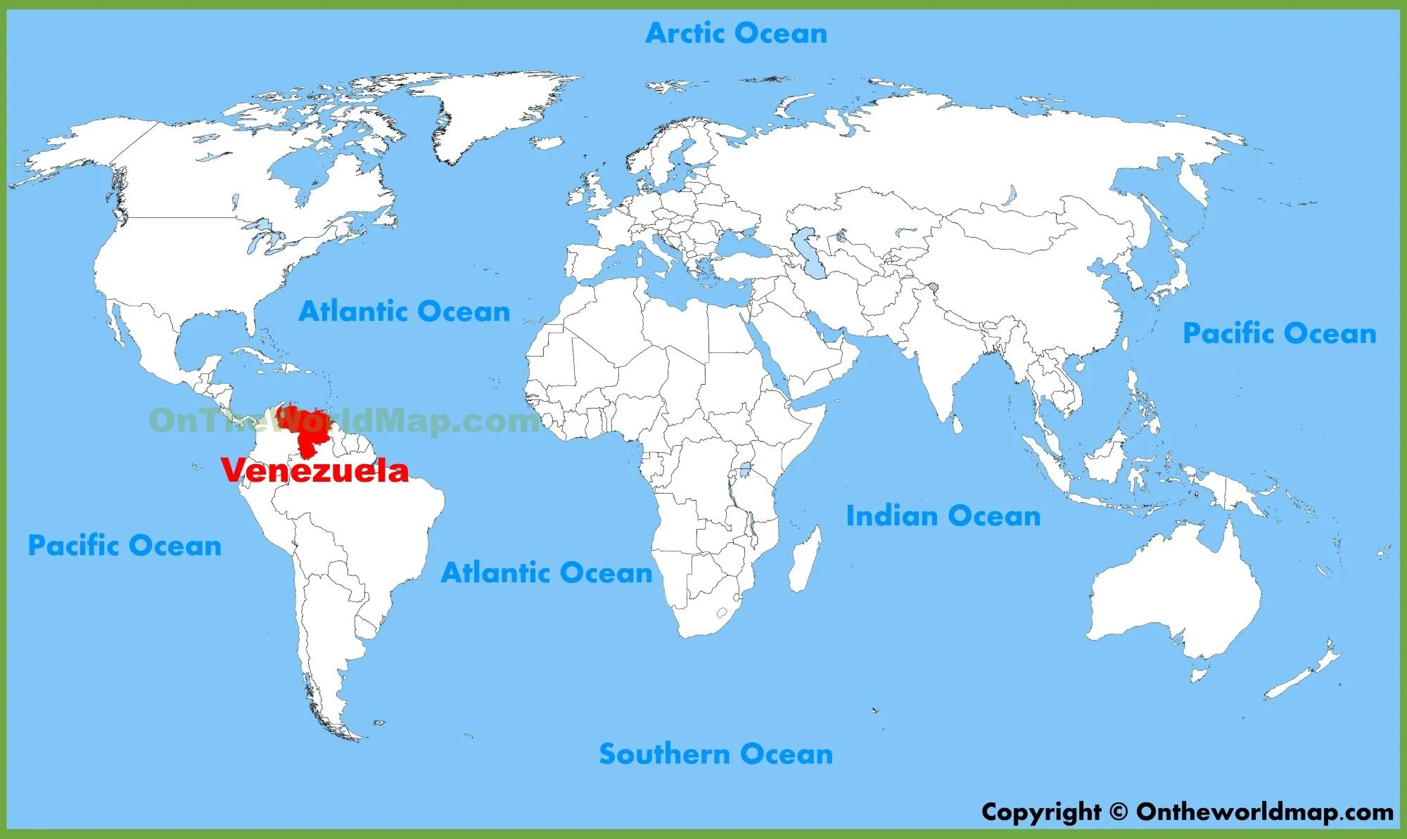 Ubicación de Venezuela en el mapa mundial