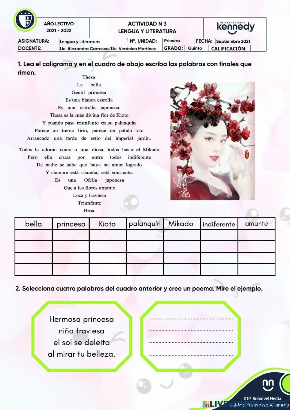 Uek poemas y caligramas worksheet | Live Worksheets Uek poemas y caligramas worksheet | Live Worksheets