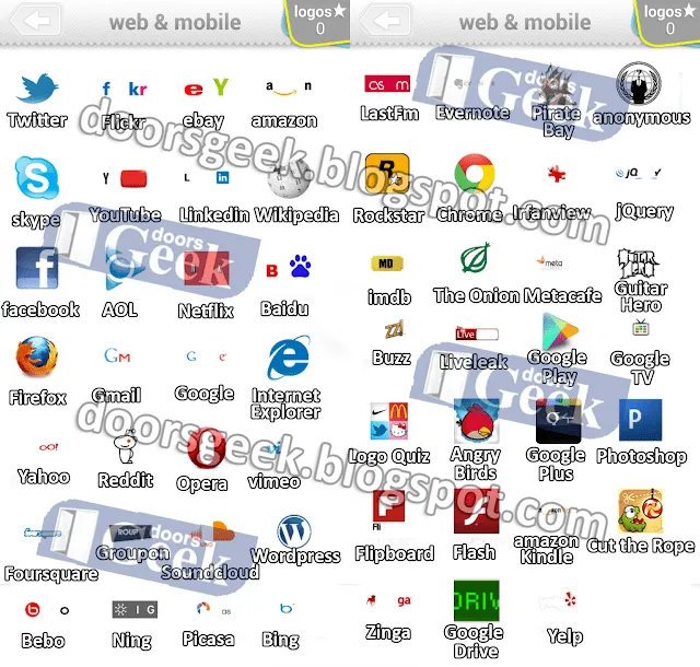 Ultimate Logo Quiz Level 1 - Web & Mobile - Doors Geek Ultimate Logo Quiz Level 1 - Web & Mobile - Doors Geek