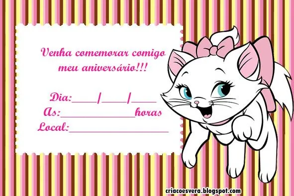 Um toque para sua festa: convite gata marie para imprimir