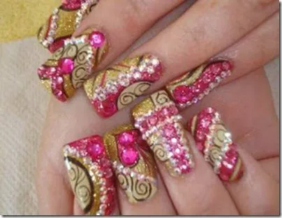 Uñas acrilicas decoradas 2014 con piedras - Imagui