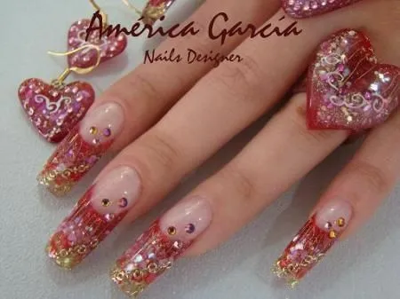 uñas acrilicras: uñas acrilicas rojas
