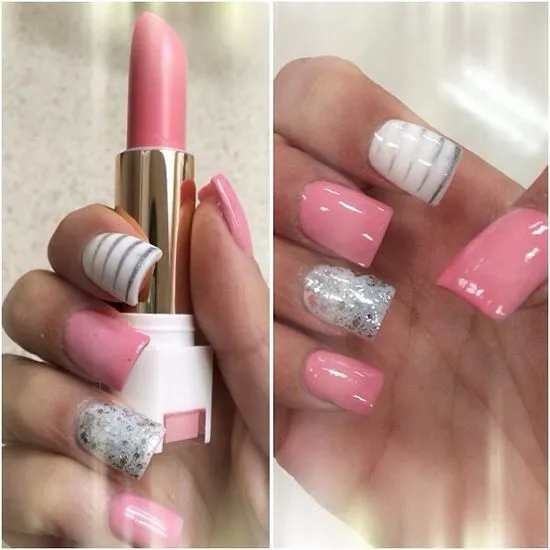 Uñas de acrílico Rosa | UÑAS súper nice | Pinterest