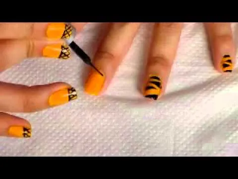 Uñas Amarillo y Negro - YouTube