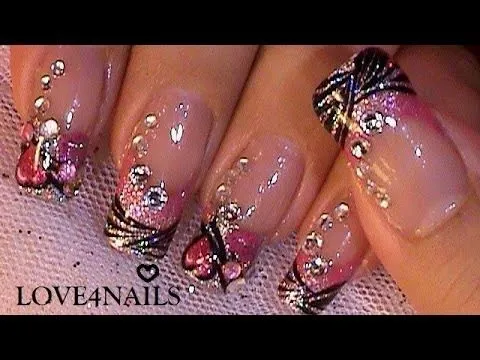 Uñas Bling Usando Cristales Besos y Corazones ☆ Tutorial - YouTube