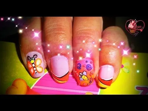 Uñas de colores y Mariposa - Yana - Nail Art - YouTube