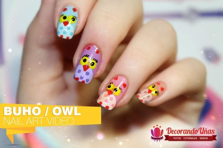 Uñas decoradas con Buhos, nuestro segundo video tutorial! - http ... Uñas decoradas con Buhos, nuestro segundo video tutorial! - http ...