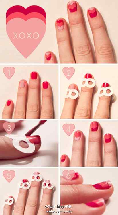 Uñas decoradas con diseño de tri-corazones paso a paso ...